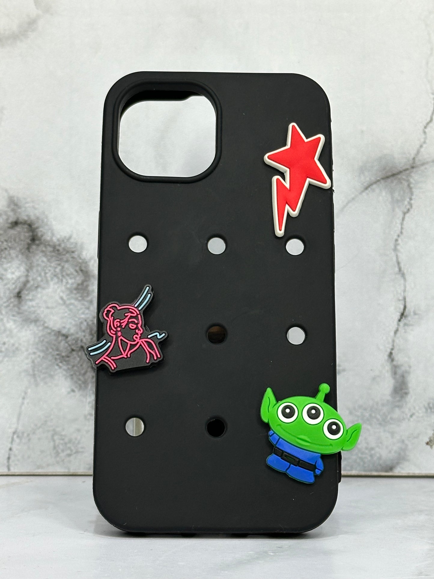 Silicone 360 tipo crocs negro (3 dijes)